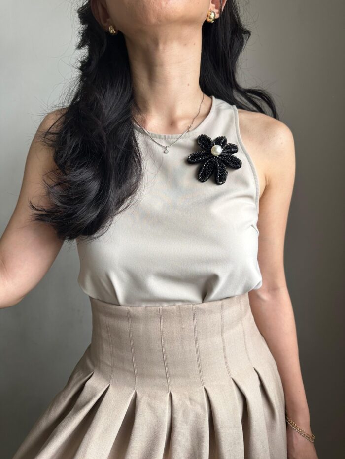 BC1003920 - Handmade Flower Brooch - Black - Image 2