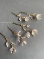 HC107563 - Pearl Flowers Hairpins - Gold - Image 2