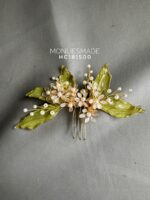 HC181500 - Leaf Haircomb with Pearl Flower