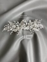 HC21779 - Flowers Haircomb with Diamond - Silver