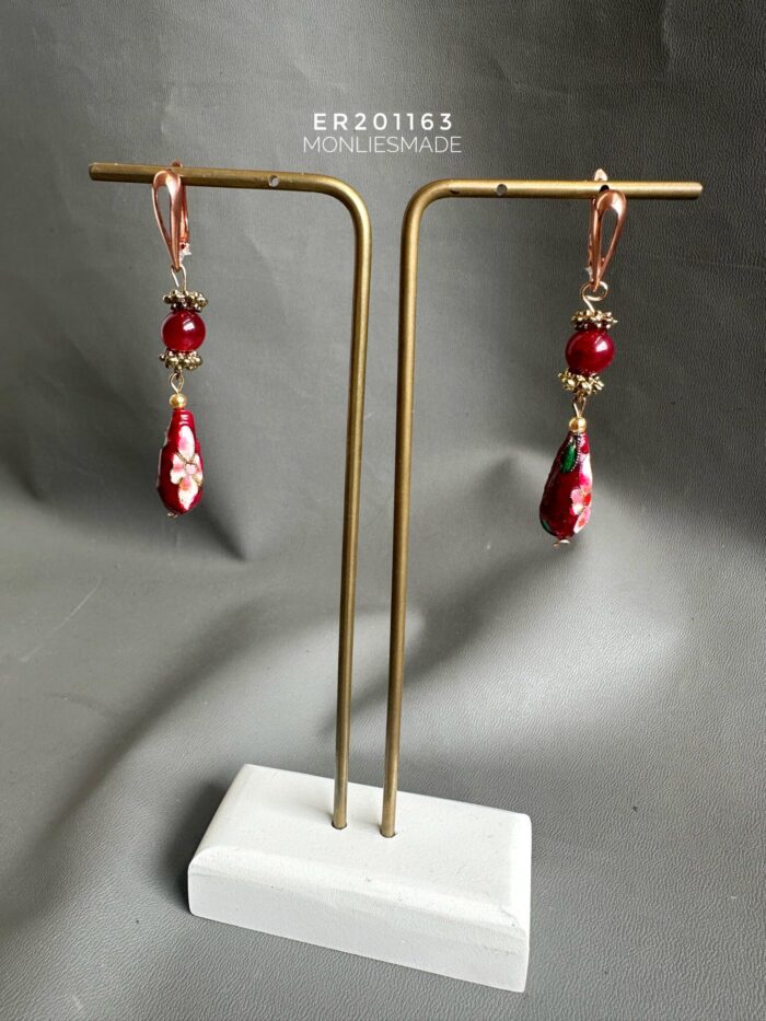 ER201163 - Sangjit Jade Rounge Earring - Image 1