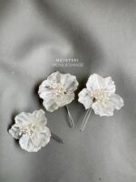 HC1007391 - One set Flowers white haircomb