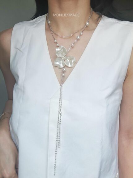 Handmade Necklace with Pearl Flower