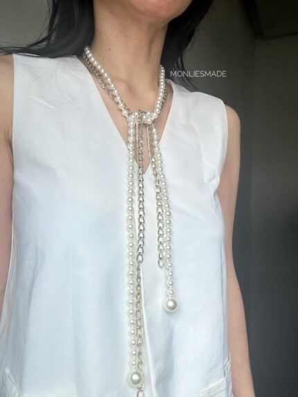 Handmade Necklace Pearl Mix Chain