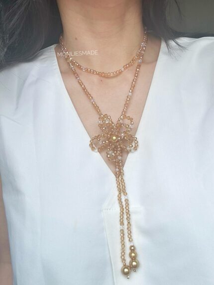 Handmade Necklace With Crystal Champagne