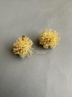 BC10792 - One set Handmade Pom Pom Brooch - Gold