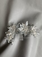 HC20651 - Handmade Flower Haircomb - Silver - Image 3