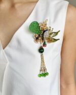BC203110 - Jade Brooch with Birds - Image 2