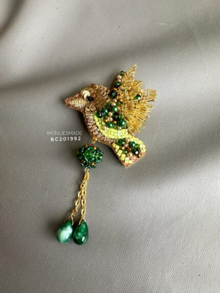 BC201992 - Handmade Mini Birds Beaded Brooch