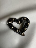 BC172216 - Beadding Small Crystal Love Brooch - Black