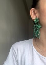 ER71632 - Handmade Flower Earrings - Emerald - Image 2