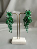 ER71632 - Handmade Flower Earrings - Emerald