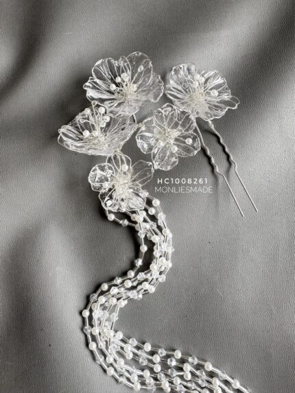 HC1008261 - Flower Clear Haircomb With Pearl Tussle