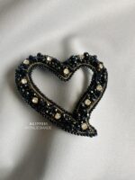 BC177351 - Beading Medium Crystal Love Brooch  - Black