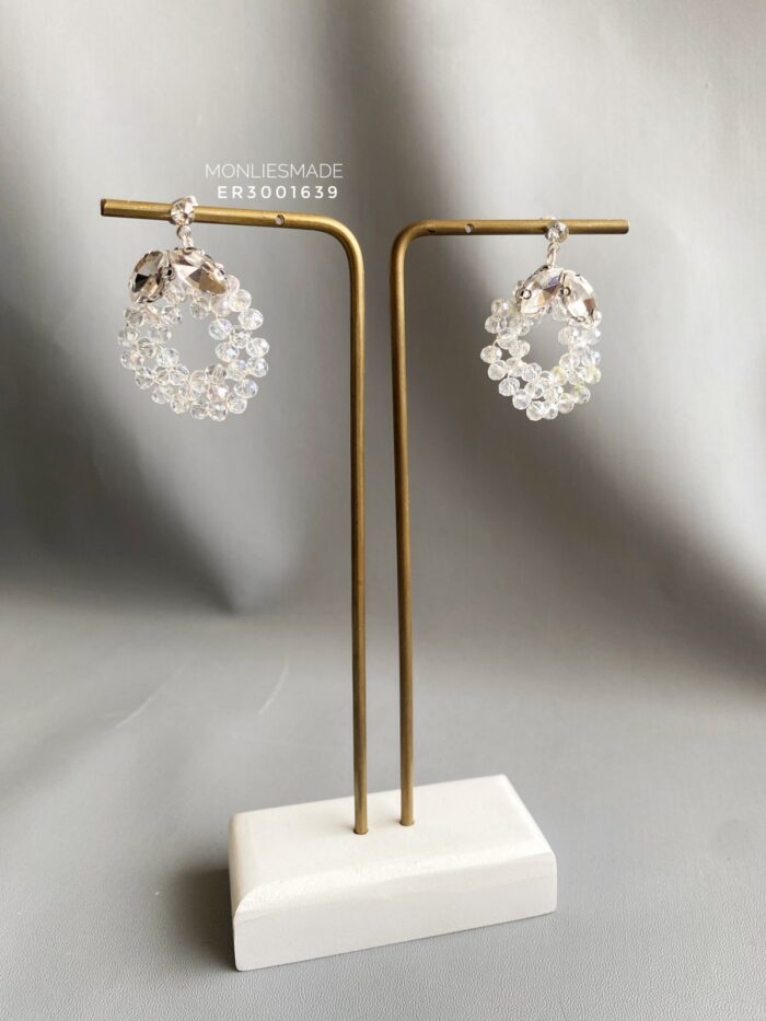 ER3001639 – Crystal Earring With Diamond – Clear - Image 1