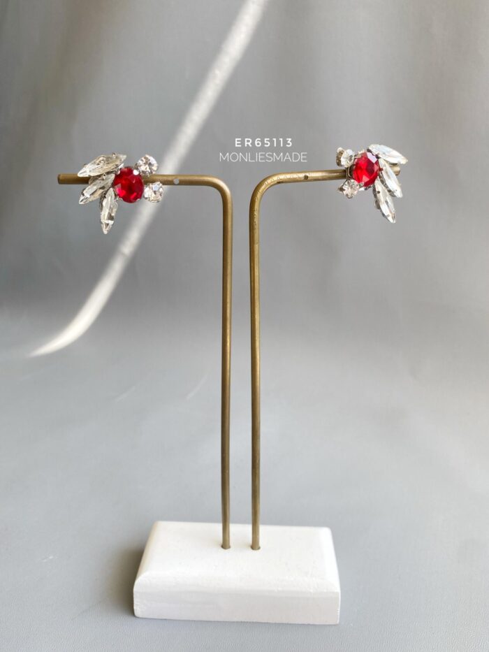 ER65113 - Diamond Earring - Red - Image 1