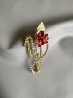 BC25331 - Custom Brooch Initial with Handmade Flower - Image 4