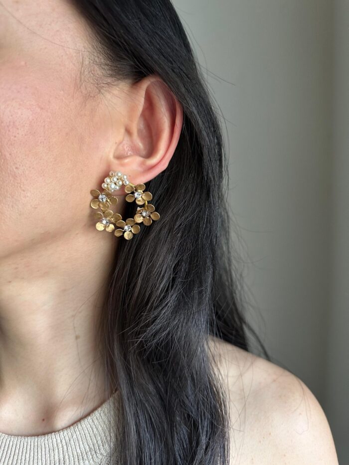 ER161105 - Handmade Flower Earring - Bronze - Image 2