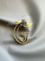 BC25331 - Custom Brooch Initial with Handmade Flower - Image 2