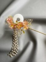 HP101164 - Jade Hairpin With Handmade Flower - Image 2
