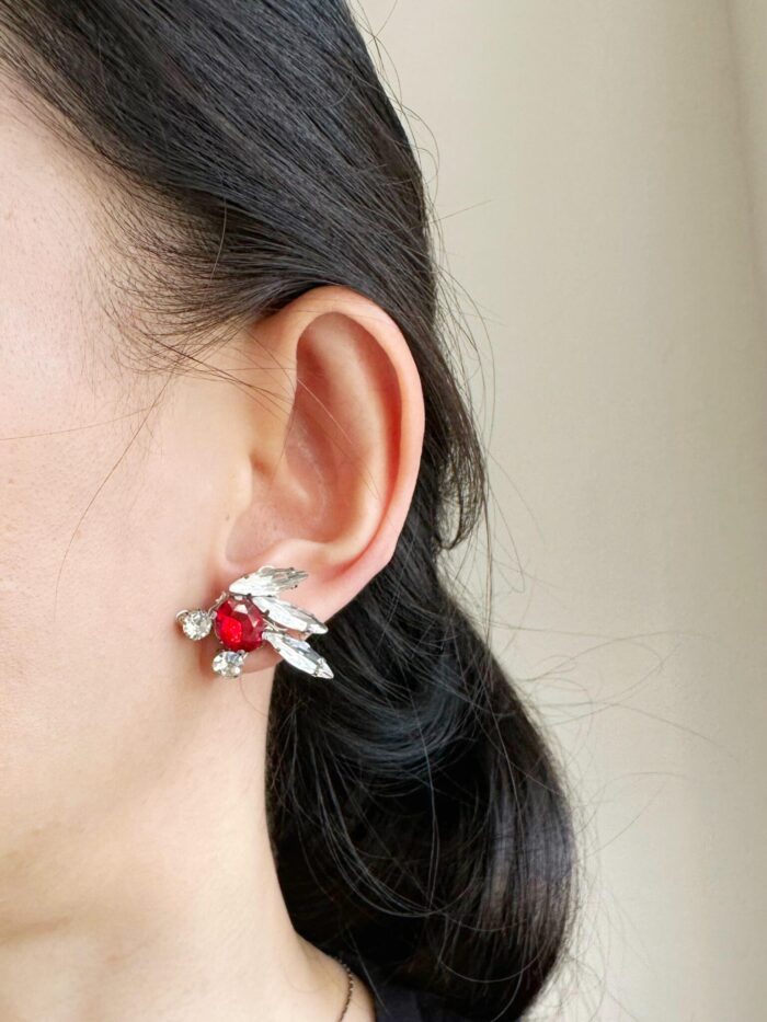 ER65113 - Diamond Earring - Red - Image 2
