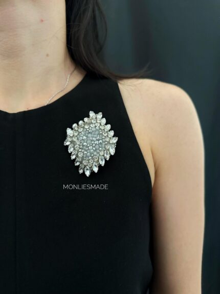 BC41154 - Handmade Diamond Brooch - Silver