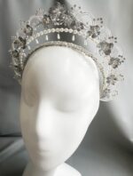 HD116108 - Handmade Flower Headpiece - Silver - Image 5