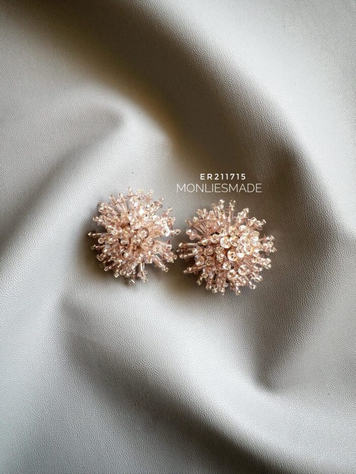 ER211715 - Handmade Flower Earrings -  Rose gold - Image 1