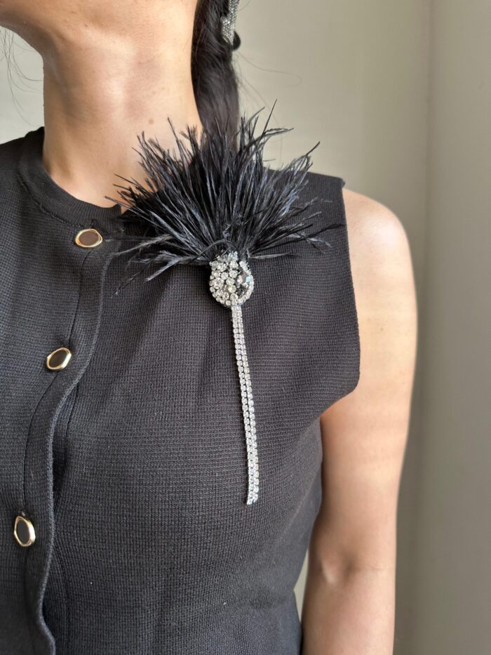 BC61442 - Handmade Whisper Brooch – Black - Image 2