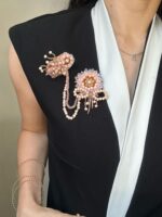 BC31108 - Handmade Beading Brooch - Peach - Image 2