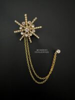 BC10051311 - Handmade Vintage Brooch with Chain - Gold