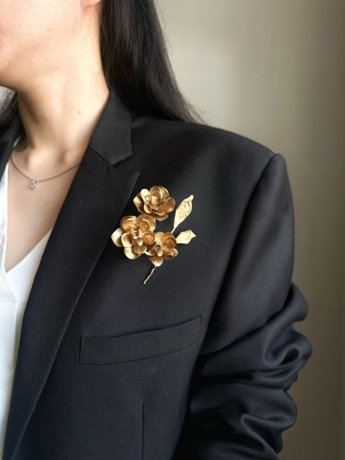 BC2115195 - Handmade Flower Brooch - Bronze - Image 2