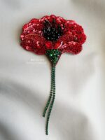 BC151102 - Handmade Poppy Brooch - Red