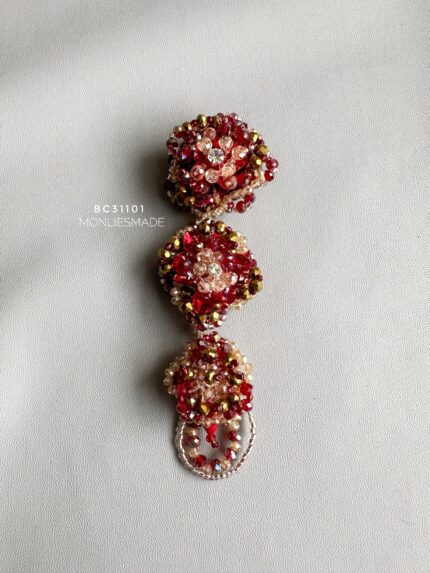 BC31101 - Handmade Beading Brooch - Red