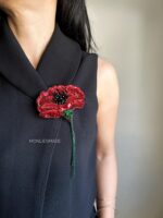 BC151102 - Handmade Poppy Brooch - Red - Image 2