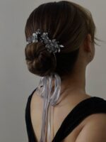 HC572215 - Handmade Flower Haircomb - Silver - Image 2