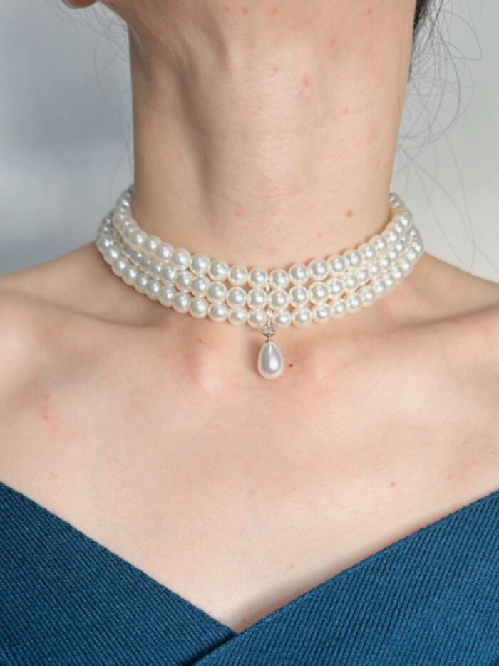 100155172 - Handmade Choker 3 Layers with Pearl - Image 2