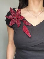 BC514221 - Handmade Flowe Brooch - Red - Image 2
