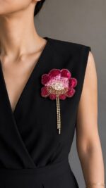 BC7115210 - Camellia Noir Brooch - Image 5