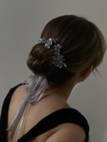 HC572215 - Handmade Flower Haircomb - Silver - Image 3