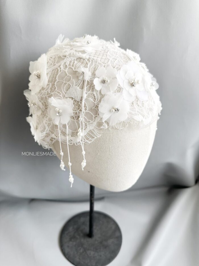 HD1005129 - Handmade Flower Lace Hairpiece - Image 3