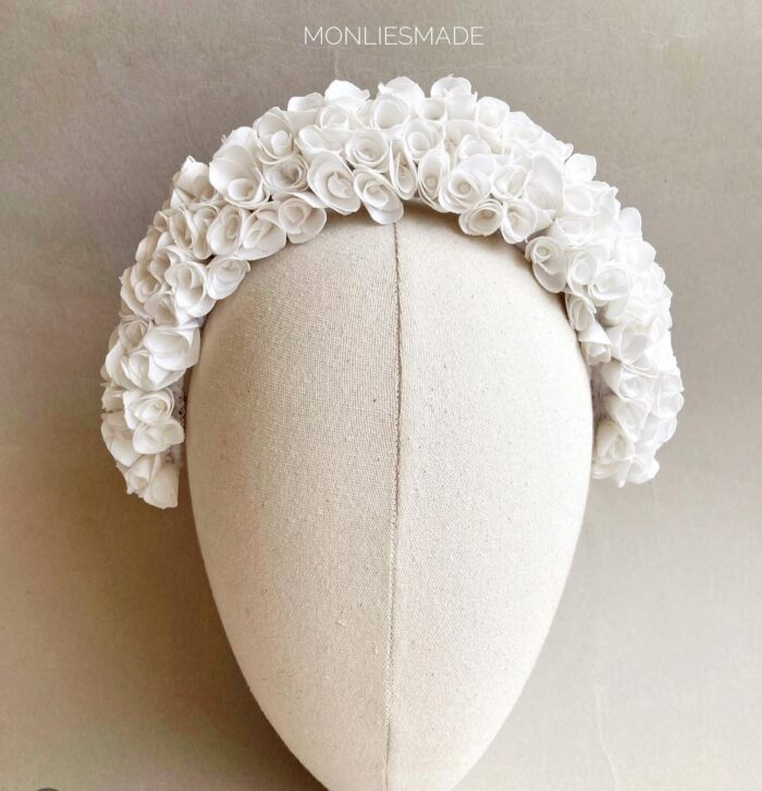 HB10068 - Handmade Fabrich Headband - White - Image 1