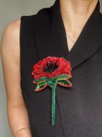 BC784410 - Handmade Popy Brooch Double Leaf - Image 2