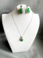 Set Oval Topaz Jade Earring With Necklace