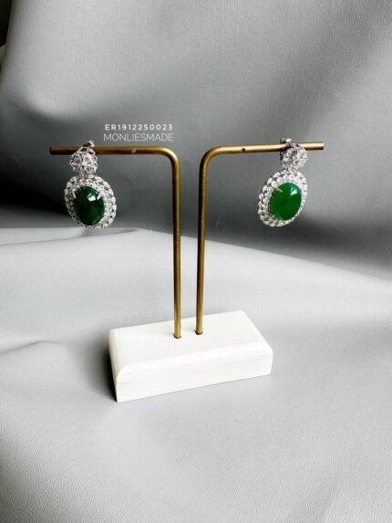 ER1912250023 - Double Halo Oval Jade Earring