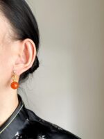ER271225002 - Pumpkin Jade Earring - Image 2