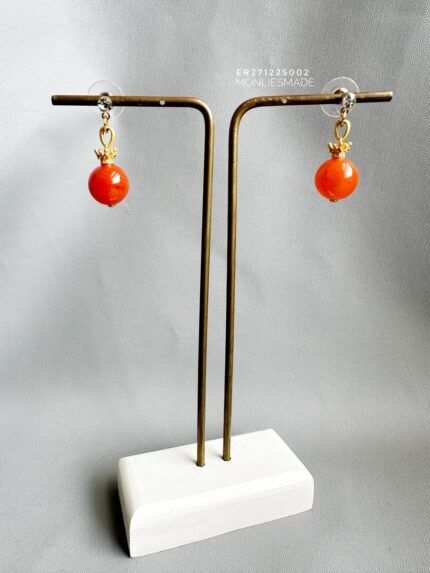 ER271225002 - Pumpkin Jade Earring