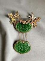 BC271225002 - 2Layers Jade Brooch With 18K Phoenix Gold