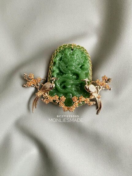 BC271225005 - Jade Brooch with 18K Peacock