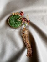 BC060126001 - Jade Brooch With Handmade Flower